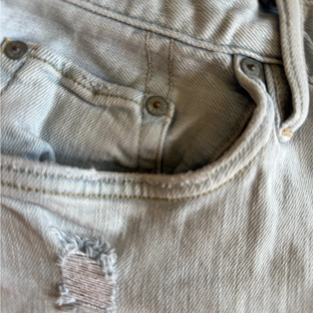 All Saints Distressed Light Wash Women's Cigarette Button Fly Skinny Jeans Sz30